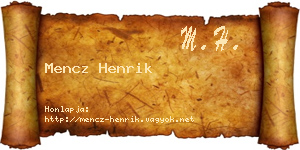Mencz Henrik névjegykártya